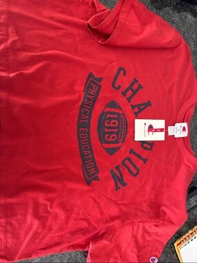 Champion Red Graphic Physical Education Crop Tee